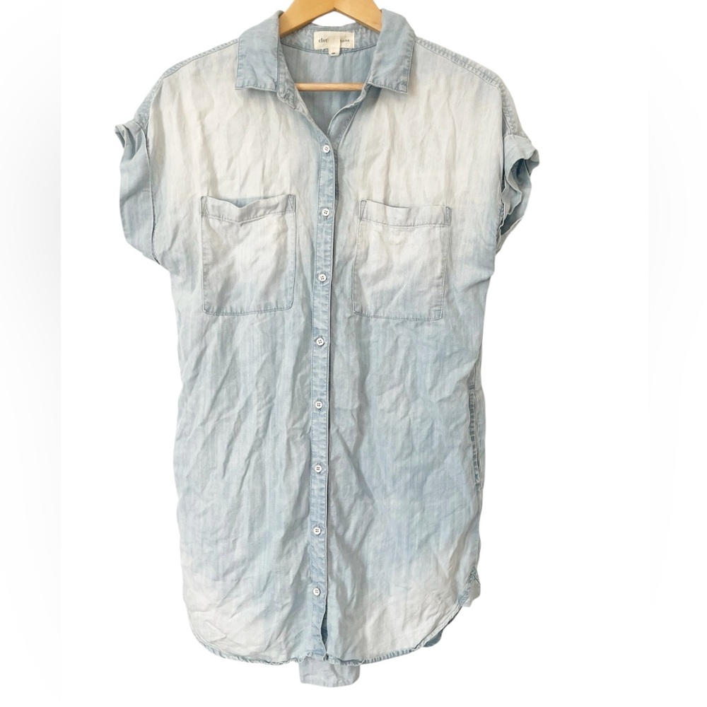 cloth & stone Faded Light Blue Denim Tunic Shirt